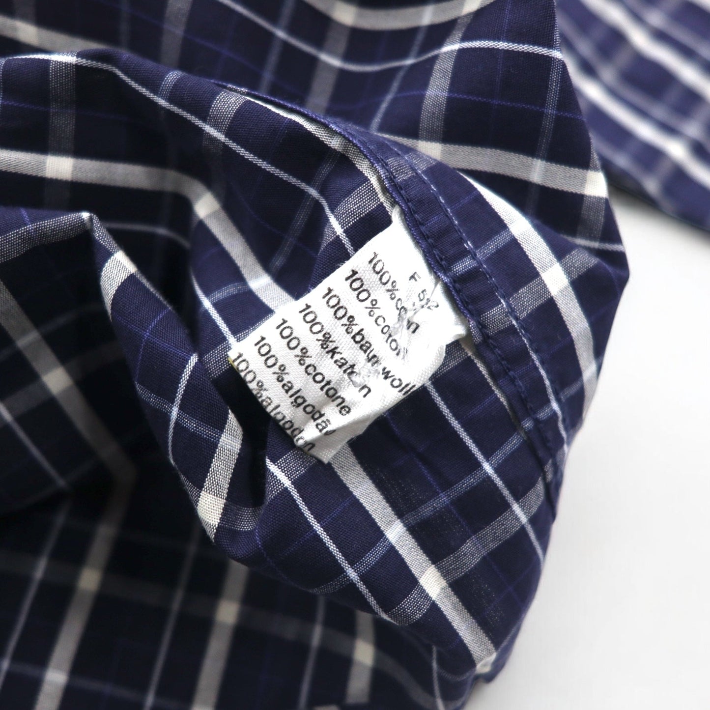 LACOSTE ボタンダウンシャツ L ネイビー チェック コットン DEVANLAY社製 F5182
