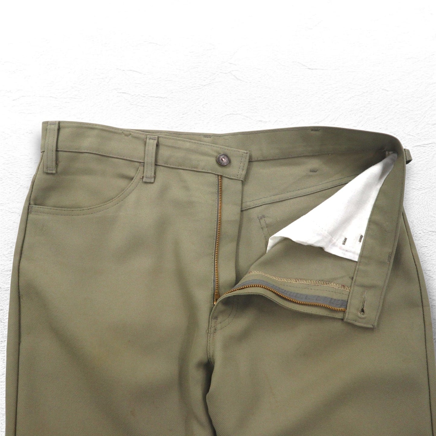 Levi's 1980s USA-made Sta-Pless Chino Pants, Size L, Beige, 42cm TALON Zipper, Black Tab, Button Back 520, 10517 6123