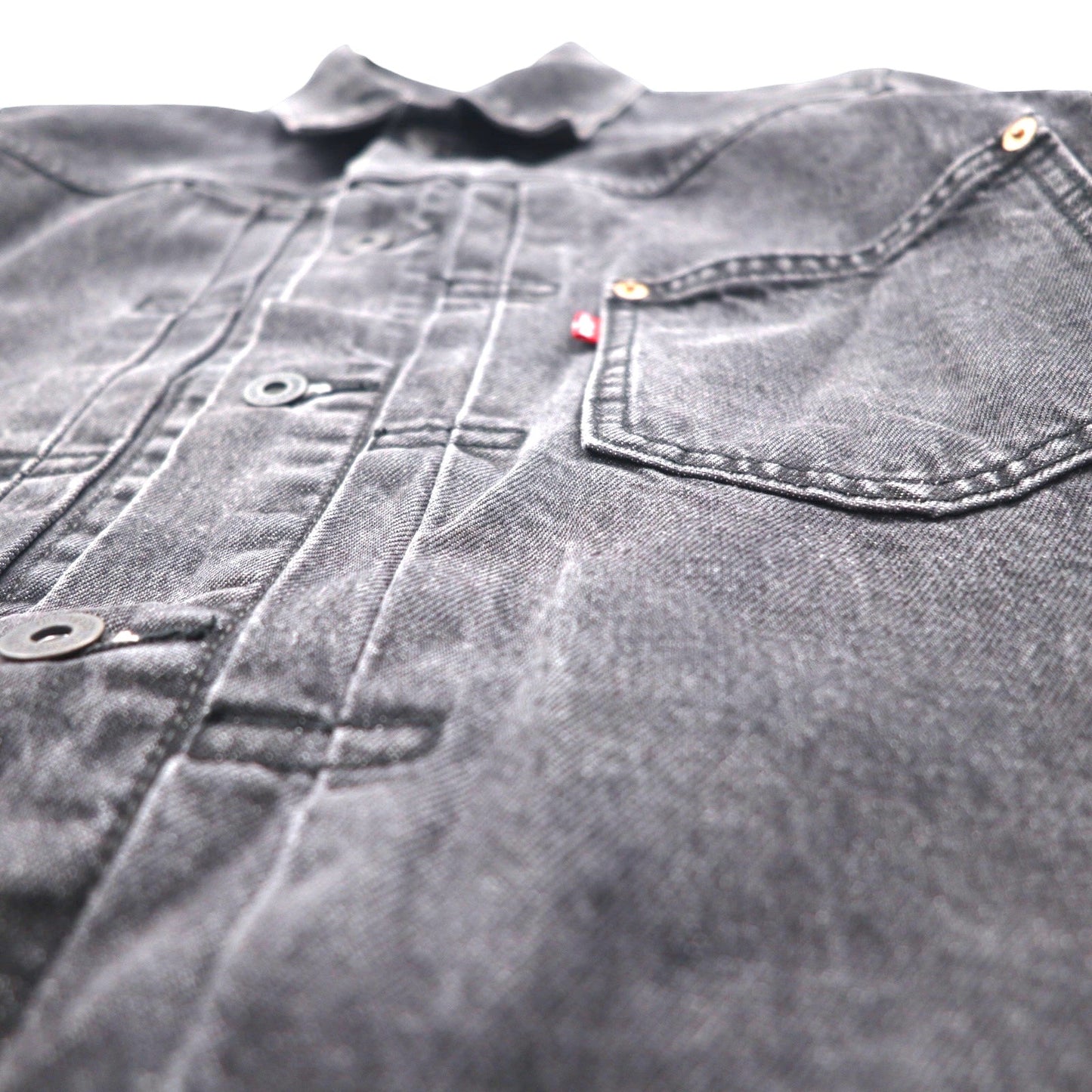Levi's PREMIUM 1stタイプ ビッグE デニムジャケット Gジャン M ブラック TYPE1 TRUCKER JACKET シンチバック ビッグサイズ ダブルプリーツ RELAXED A3174-0000