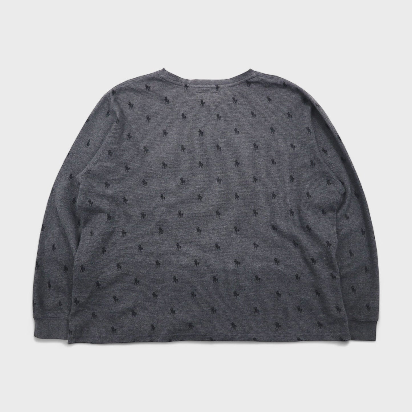 Polo Ralph Lauren サーマル セットアップ L グレー オールオーバーポニー 総柄 ルームウェア パジャマ