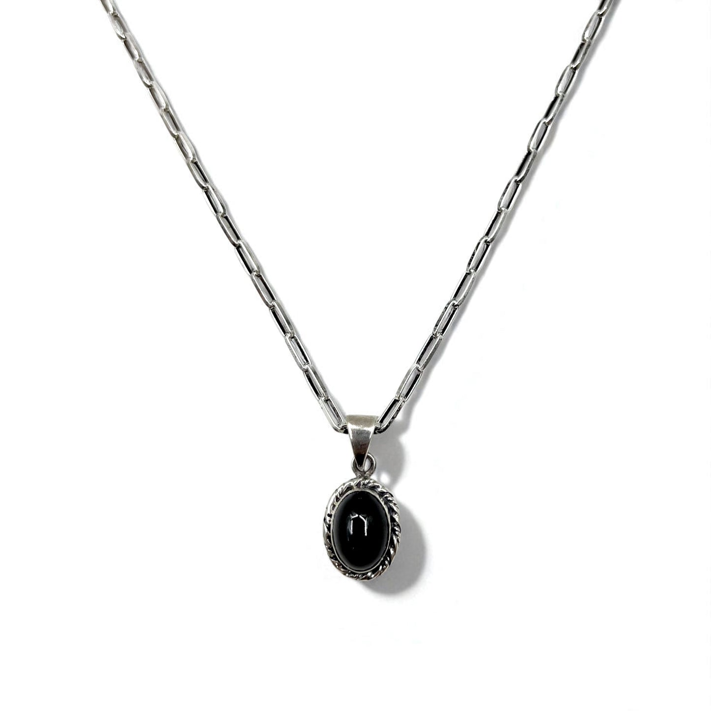 Vintage Silver Black Onyx Necklace インディアンジュエリー ブラックオニキス ホピチェーン ネックレス ペンダント シルバー 925 R刻印