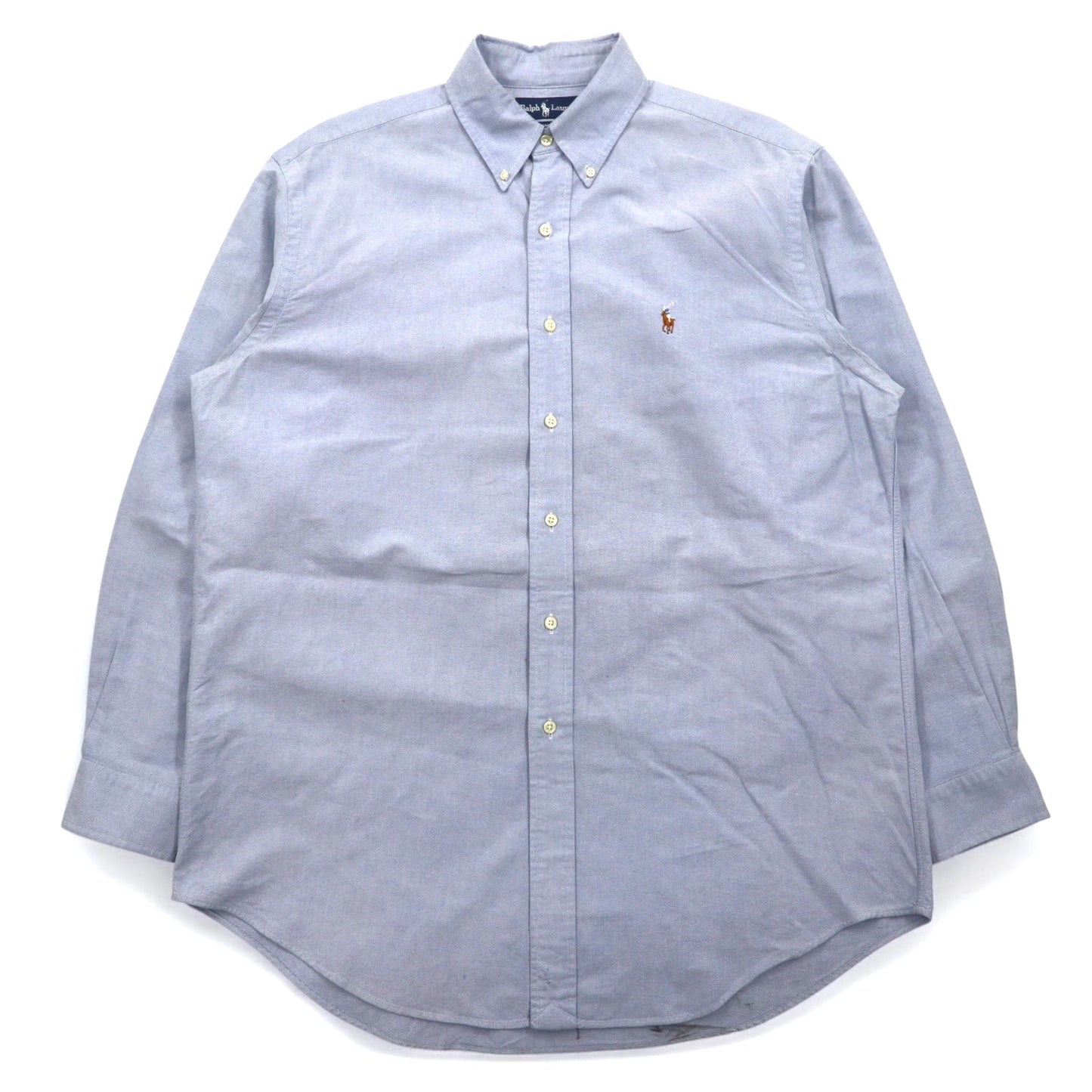 RALPH LAUREN 90s YARMOUTH Oversized Oxford Button-Down Shirt, Large, Blue, with Small Pony Embroidery