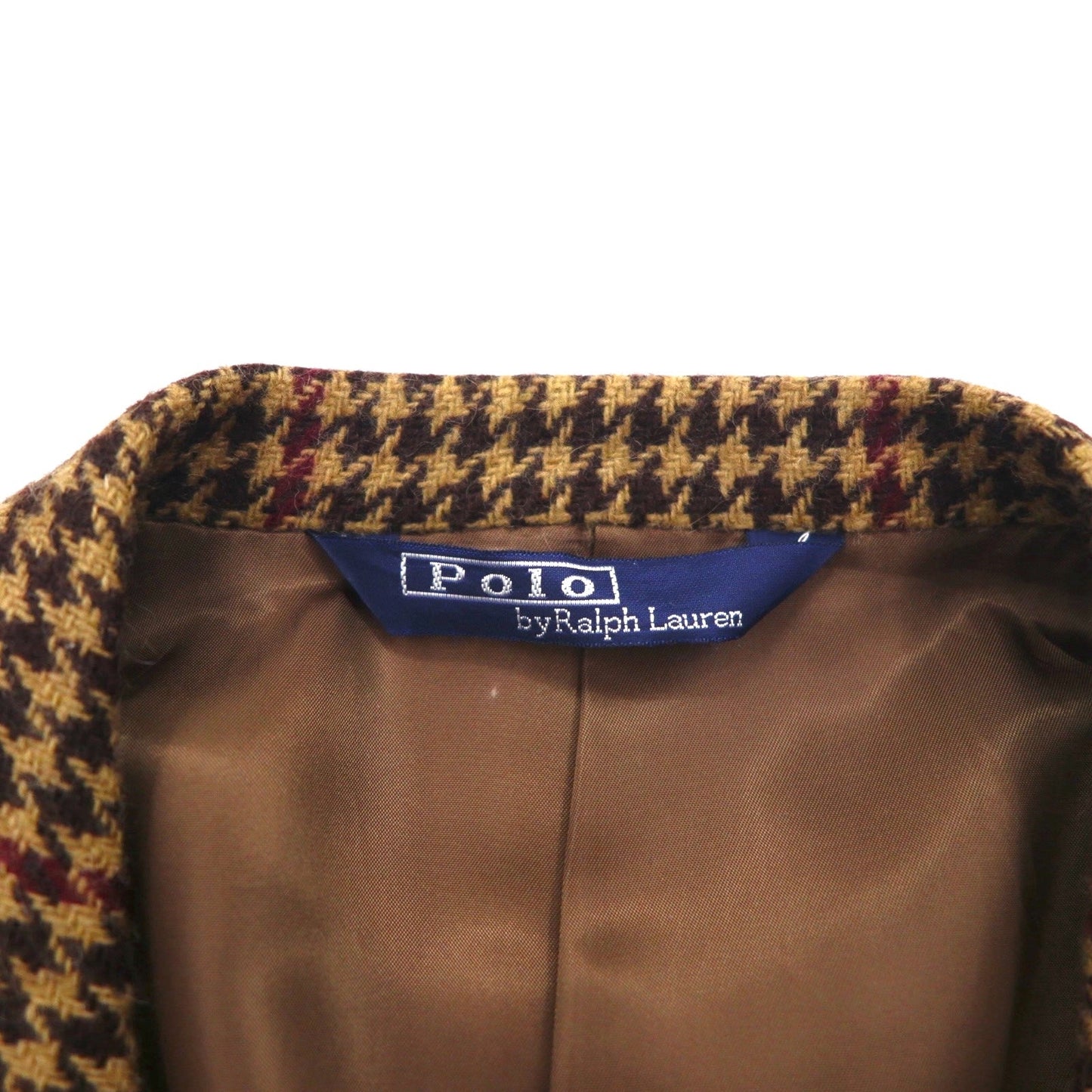 Polo by Ralph Lauren 90s Tweed 2B Tailored Jacket, Size L, Brown, Gun Club Check, Wool, Made in Japan