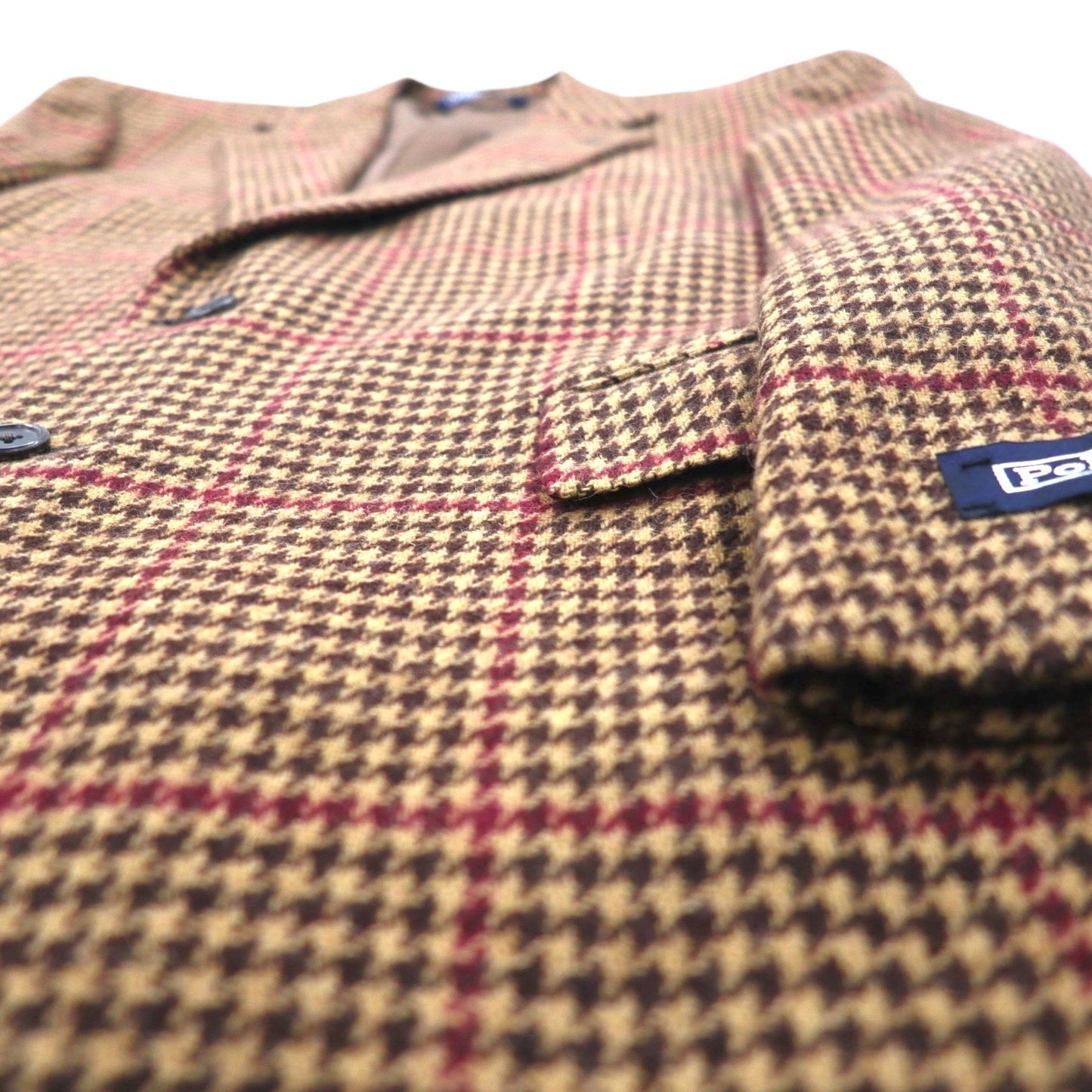 Polo by Ralph Lauren 90s Tweed 2B Tailored Jacket, Size L, Brown, Gun Club Check, Wool, Made in Japan
