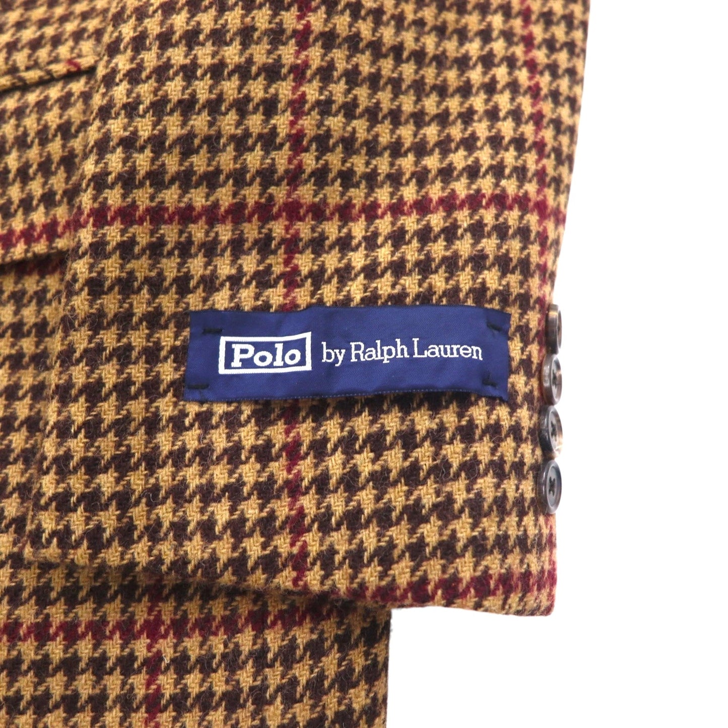 Polo by Ralph Lauren 90s Tweed 2B Tailored Jacket, Size L, Brown, Gun Club Check, Wool, Made in Japan