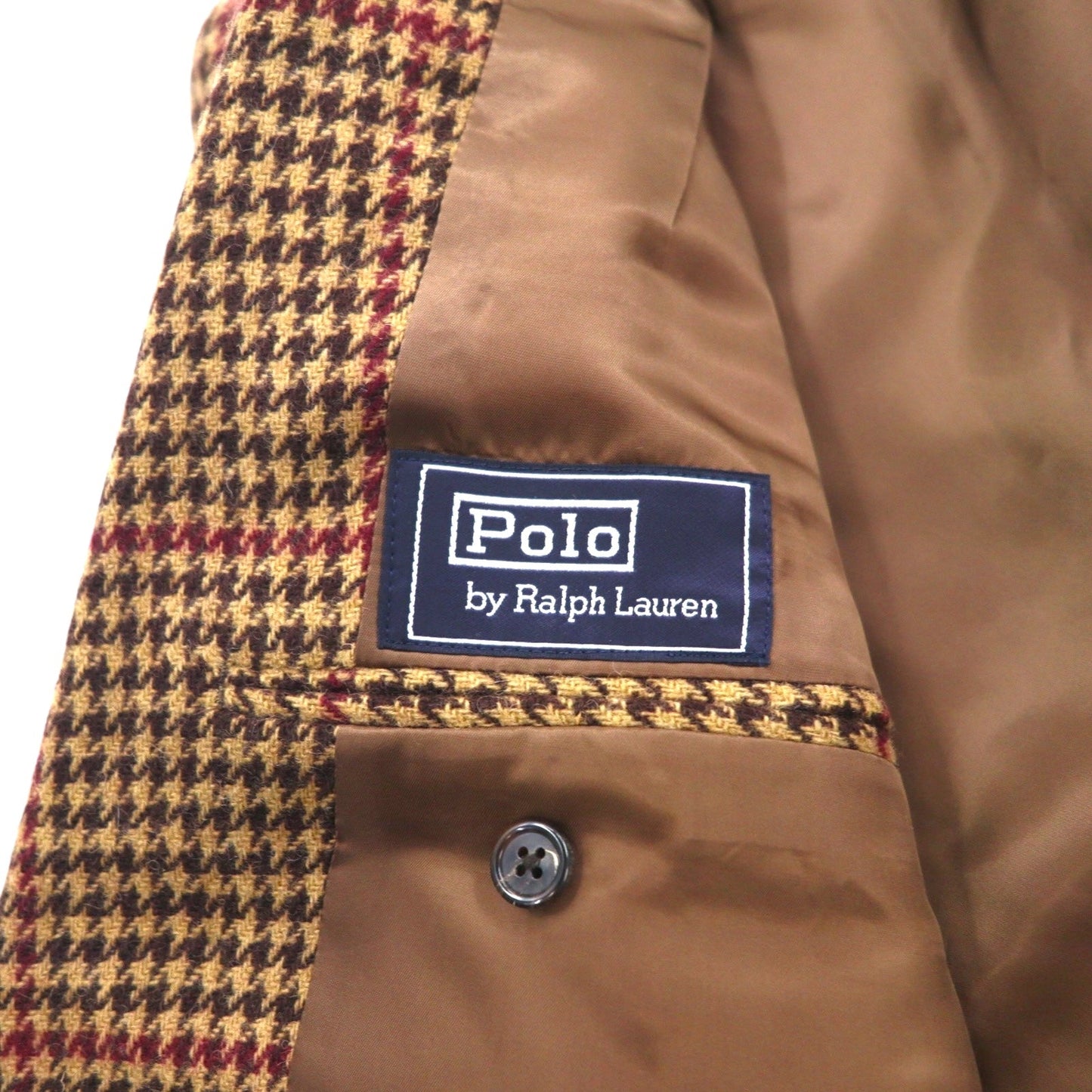 Polo by Ralph Lauren 90s Tweed 2B Tailored Jacket, Size L, Brown, Gun Club Check, Wool, Made in Japan