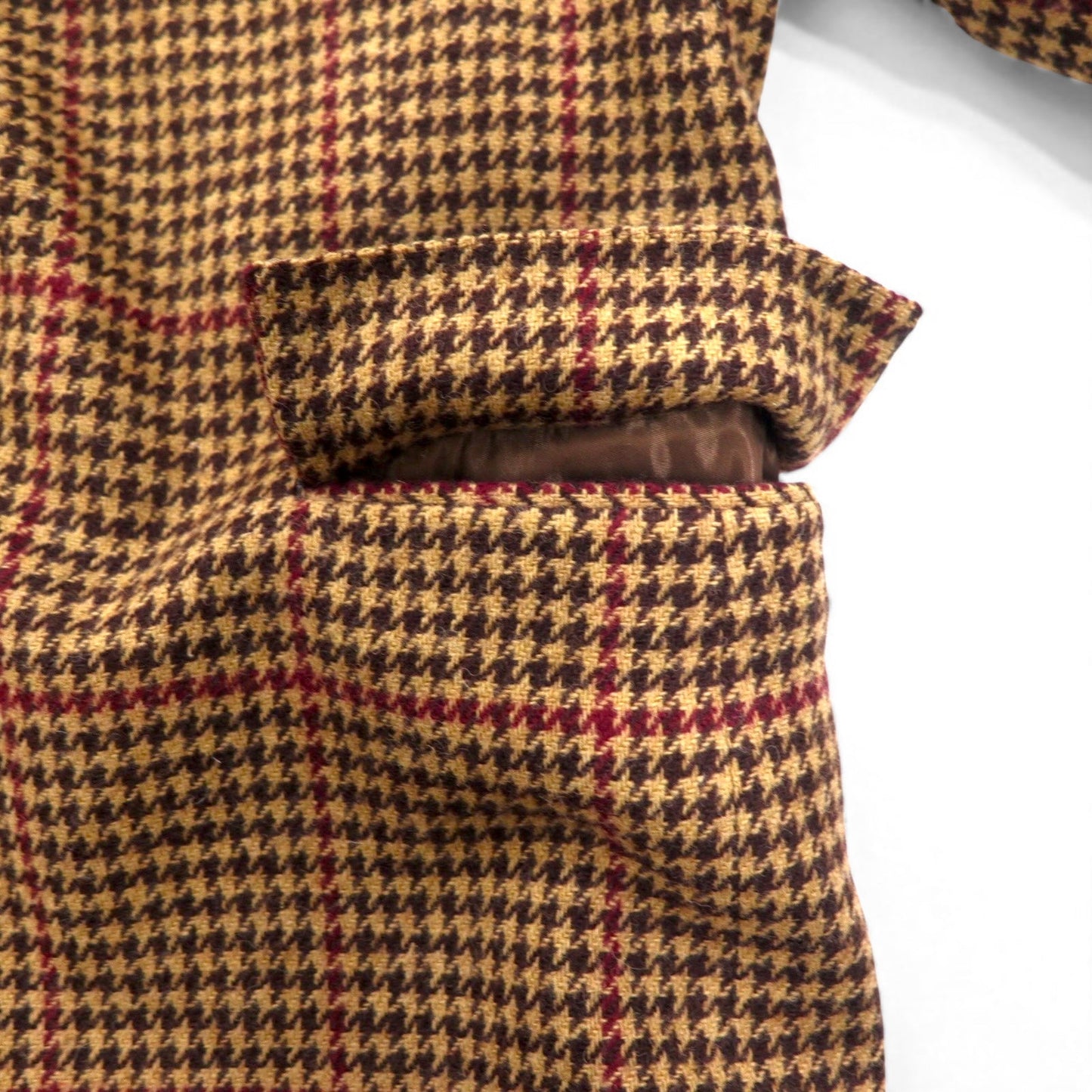 Polo by Ralph Lauren 90s Tweed 2B Tailored Jacket, Size L, Brown, Gun Club Check, Wool, Made in Japan