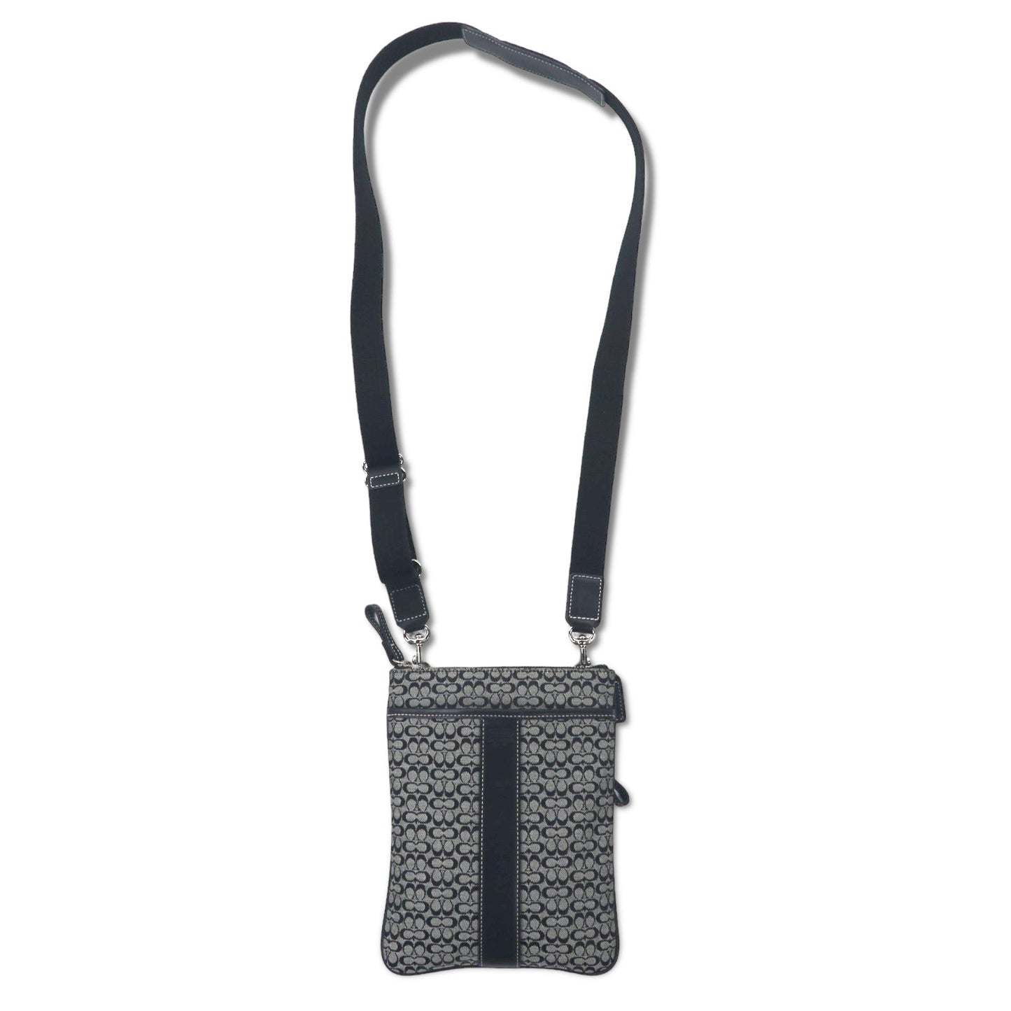COACH Mini Signature Shoulder Bag in Gray Canvas and Leather