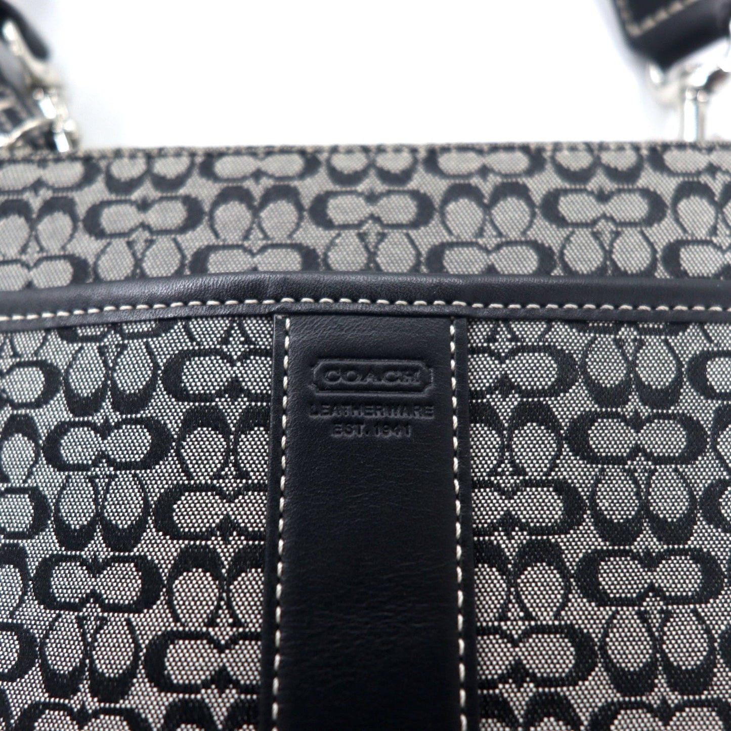 COACH Mini Signature Shoulder Bag in Gray Canvas and Leather