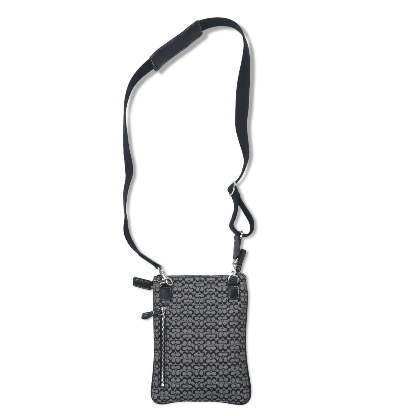 COACH Mini Signature Shoulder Bag in Gray Canvas and Leather