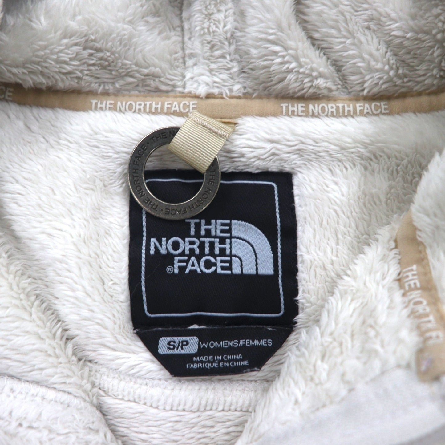 THE NORTH FACE フリースジャケット パーカー S ホワイト OSO FURRY FLEECE HOODIE ドローコード AA5Z