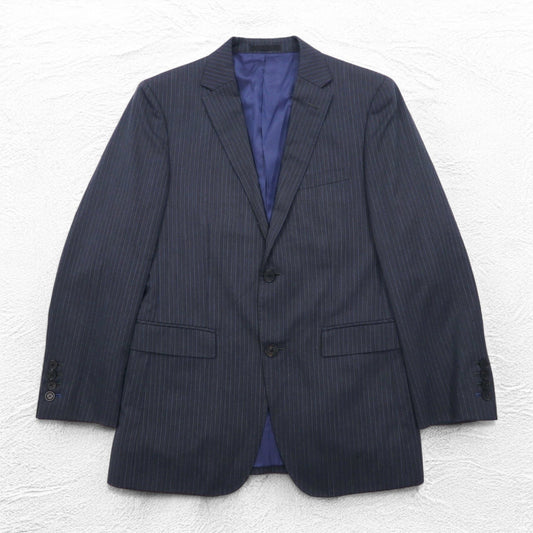 BURBERRY BLACK LABEL 2B Tailored Jacket Suit, Size S, Gray Striped Wool, D1H31-608-07