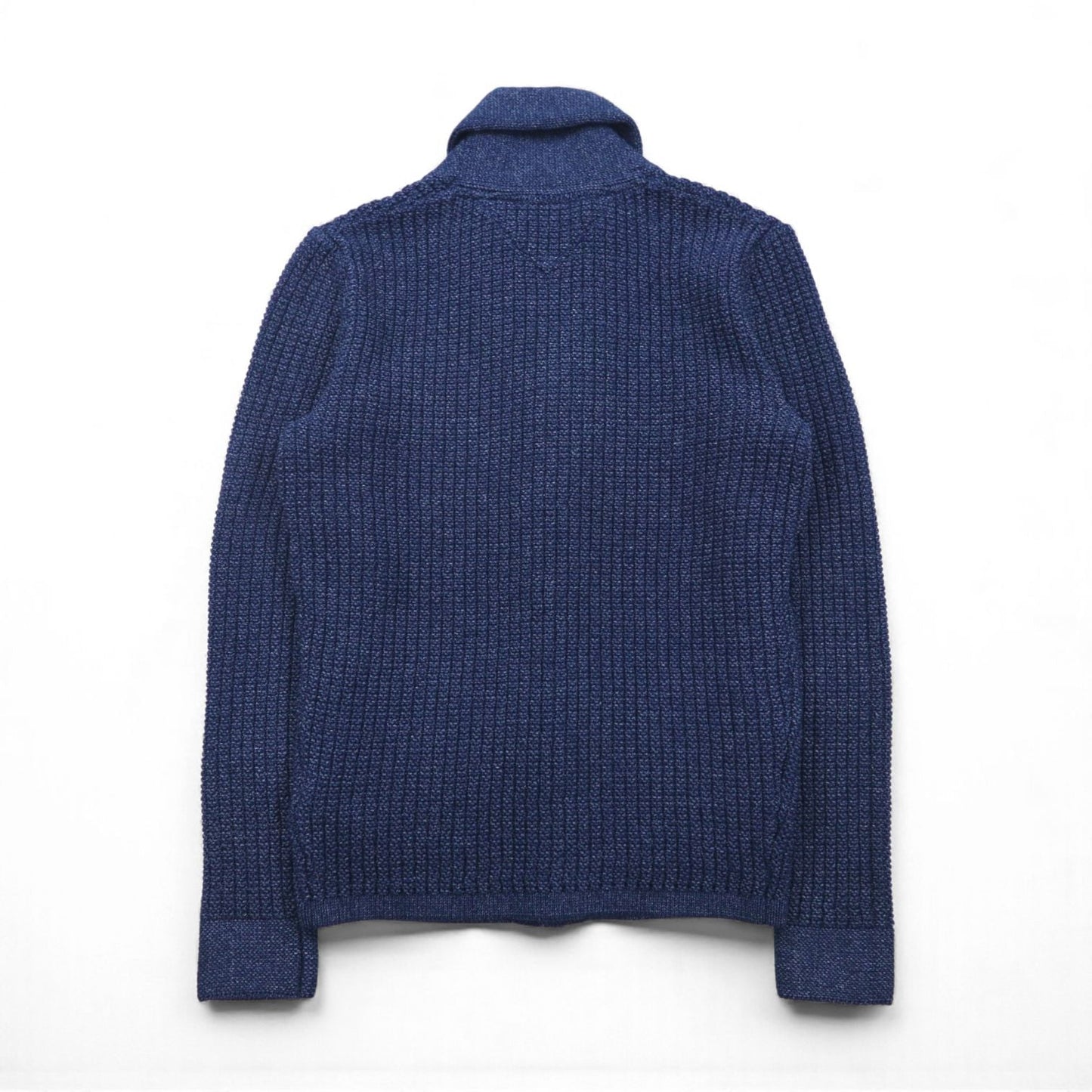 TOMMY HILFIGER ショールカラー ワッフル ニット カーディガン M ネイビー ローゲージ パッチポケット