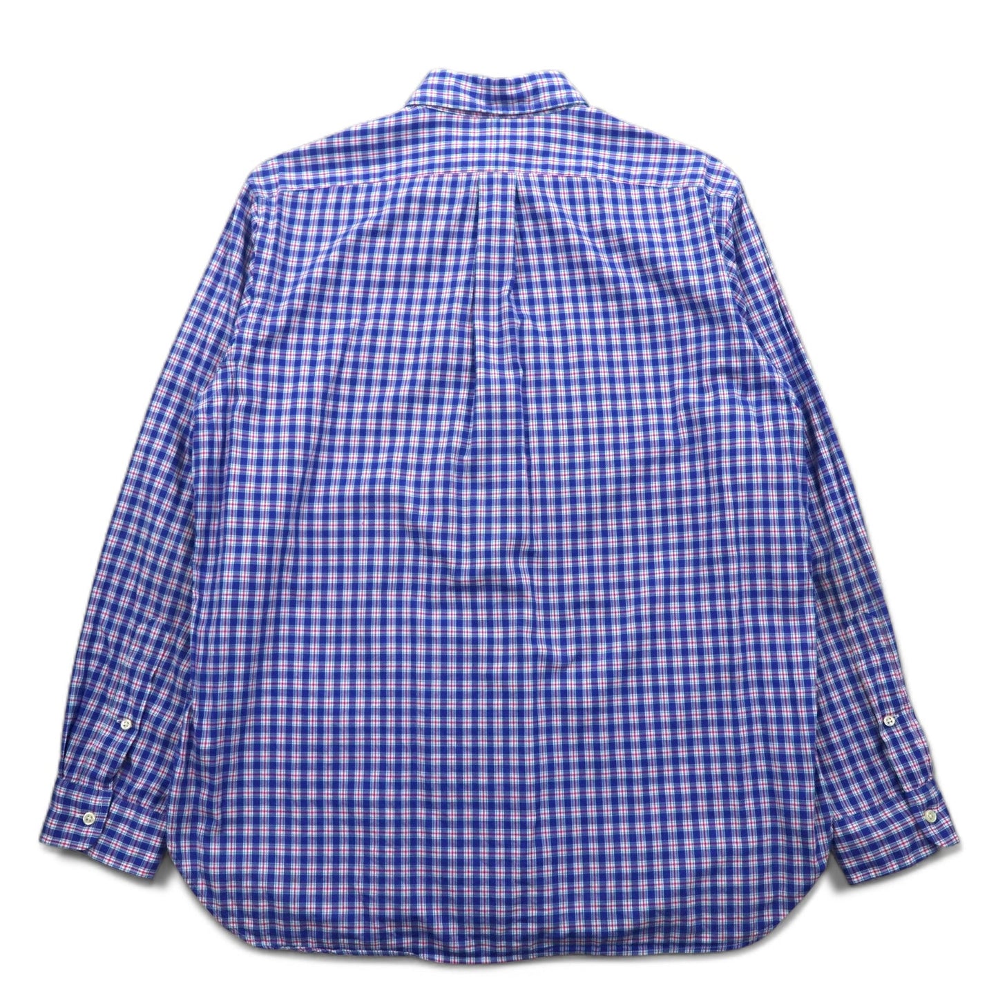 RALPH LAUREN Button-Down Shirt, Large, Blue Check, Oversized, Small Pony Embroidery