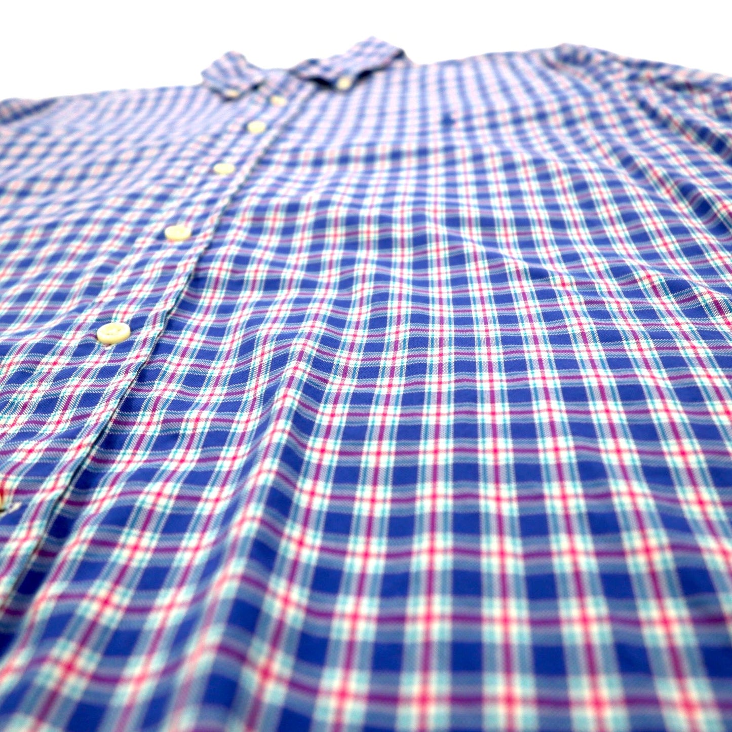 RALPH LAUREN Button-Down Shirt, Large, Blue Check, Oversized, Small Pony Embroidery