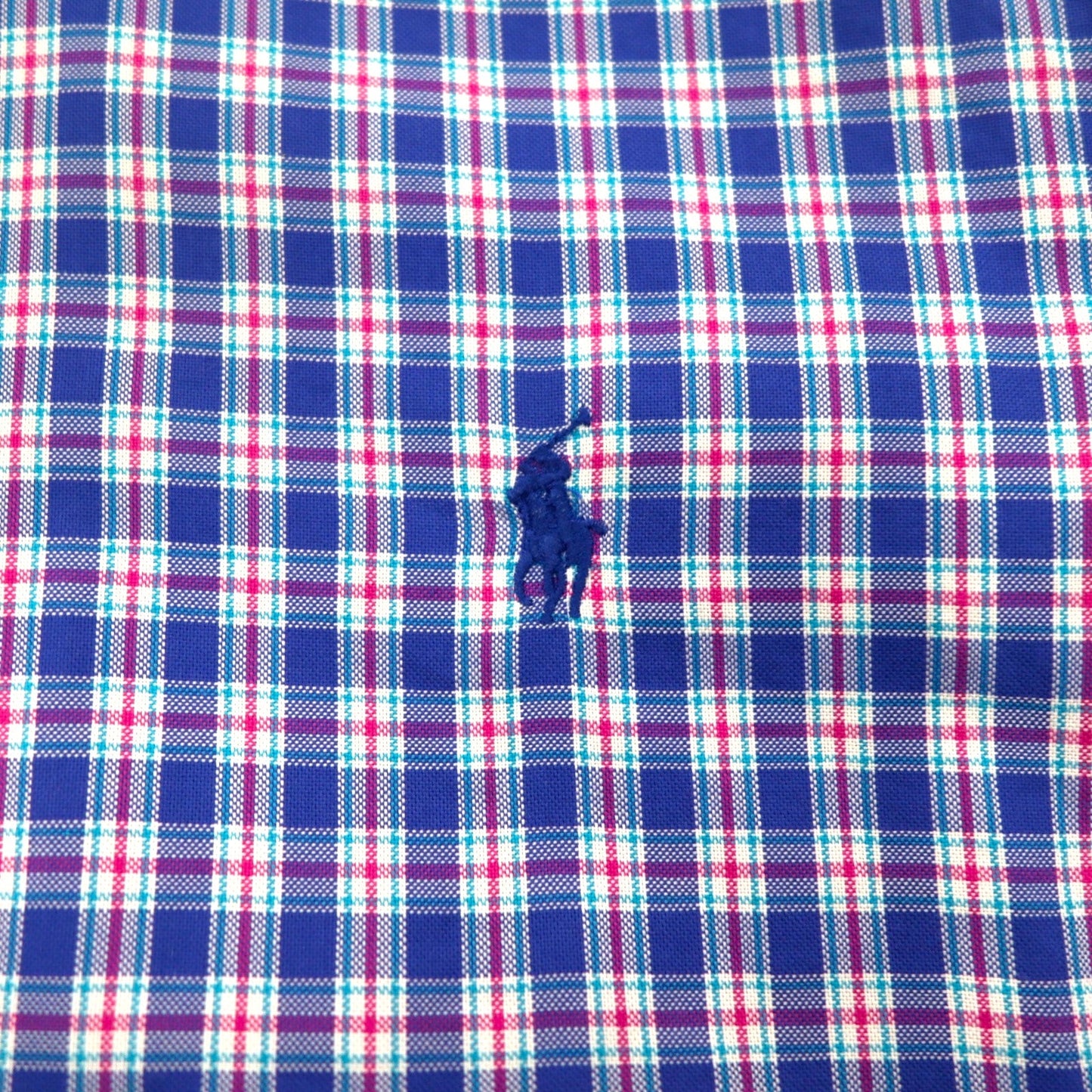 RALPH LAUREN Button-Down Shirt, Large, Blue Check, Oversized, Small Pony Embroidery
