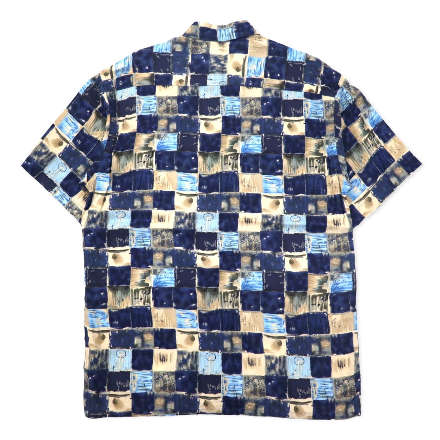 Pierre Cardin 90s Aloha Shirt, Size XL, Navy, Rayon, All-Over Print, Retro Style