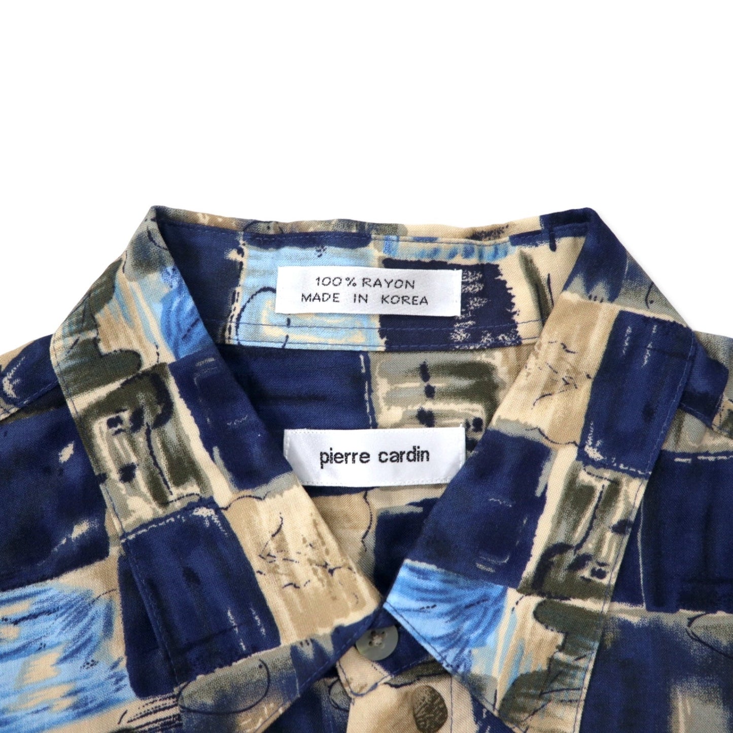 Pierre Cardin 90s Aloha Shirt, Size XL, Navy, Rayon, All-Over Print, Retro Style