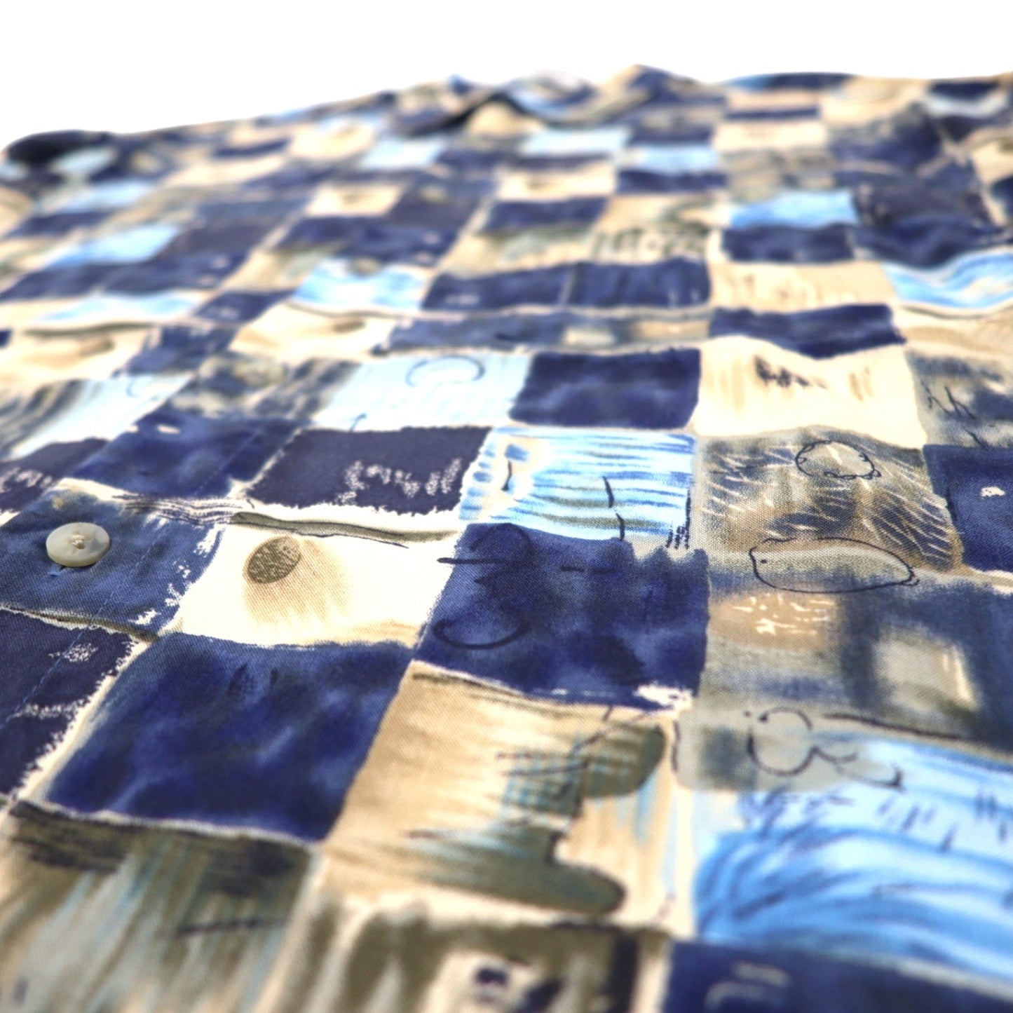 Pierre Cardin 90s Aloha Shirt, Size XL, Navy, Rayon, All-Over Print, Retro Style