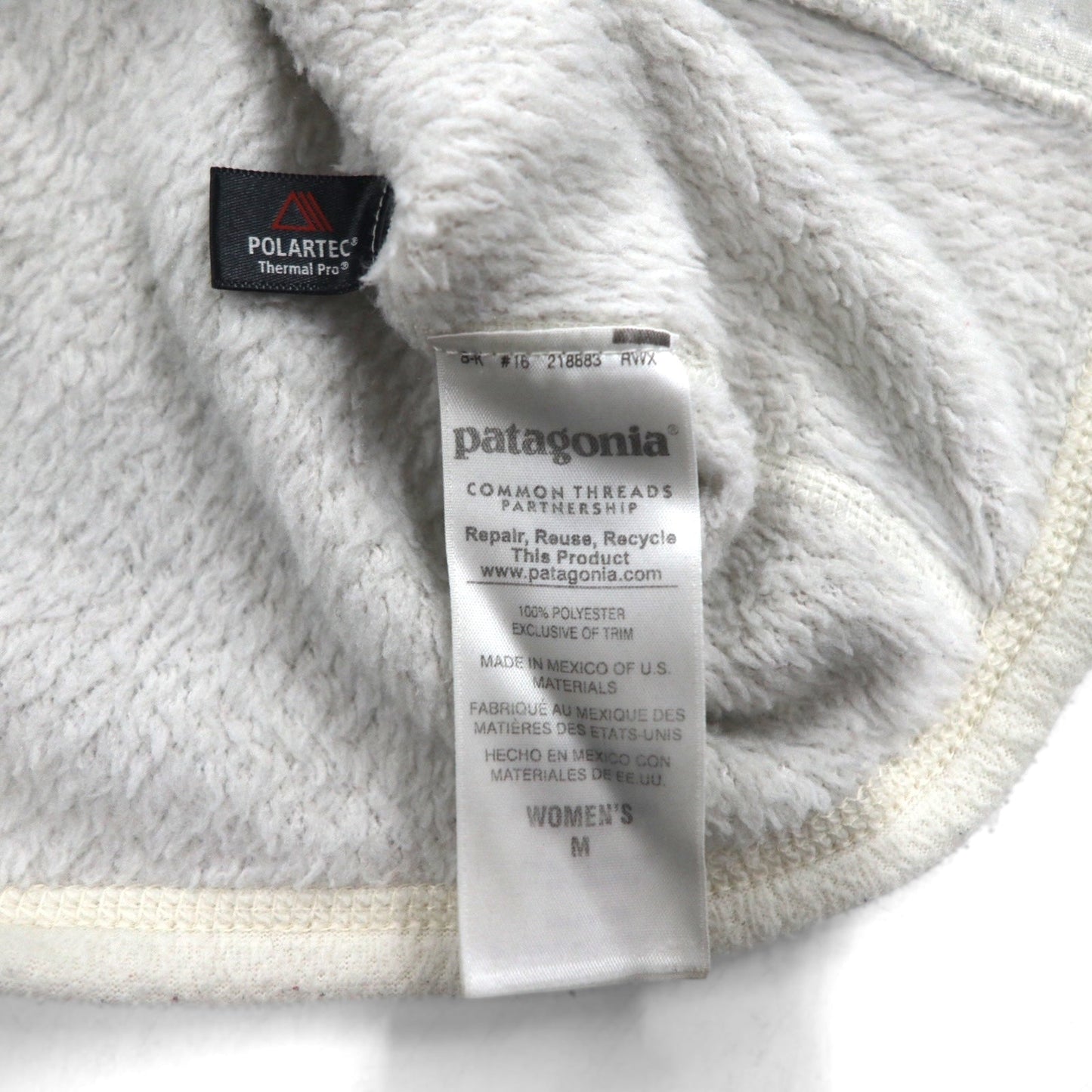 Patagonia リツール スナップT プルオーバー フリースジャケット M ホワイト カンガルーポケット 25442