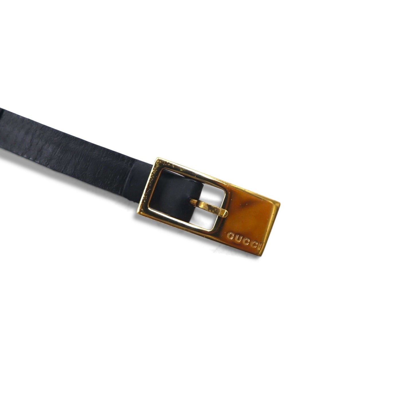 GUCCI Snake Chain Narrow Belt, Gold, Black Metal, and Leather, 037 0391 114963 26, Made in Italy