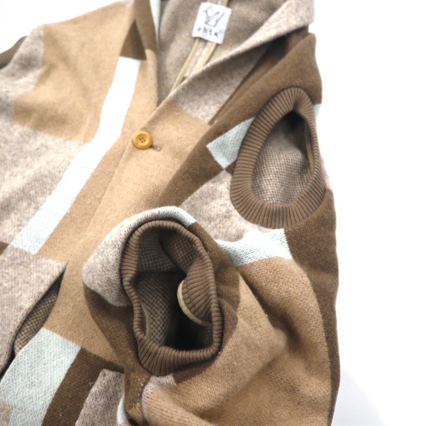 ohta ポンチョ カーディガン FREE ブラウン ベージュ マルチカラー アンゴラ 14aw-ha-pl 日本製