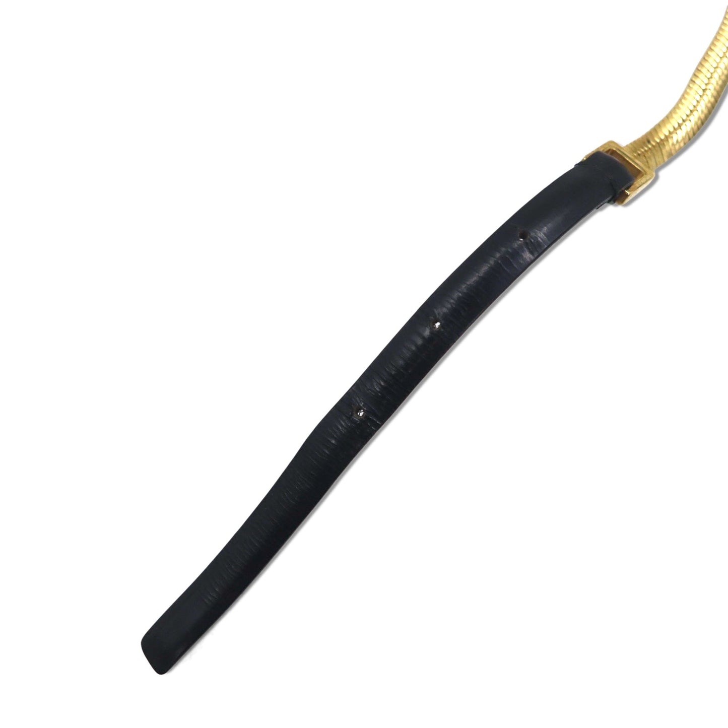 GUCCI Snake Chain Narrow Belt, Gold, Black Metal, and Leather, 037 0391 114963 26, Made in Italy