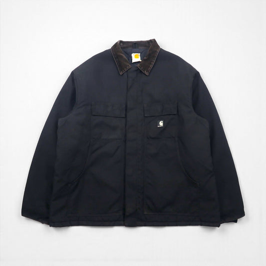 carhartt エクストリームスコート CORDURAナイロン カバーオール XL ブラック 中綿 EXTREAMS COAT ダブルジップ 襟コーデュロイ C55