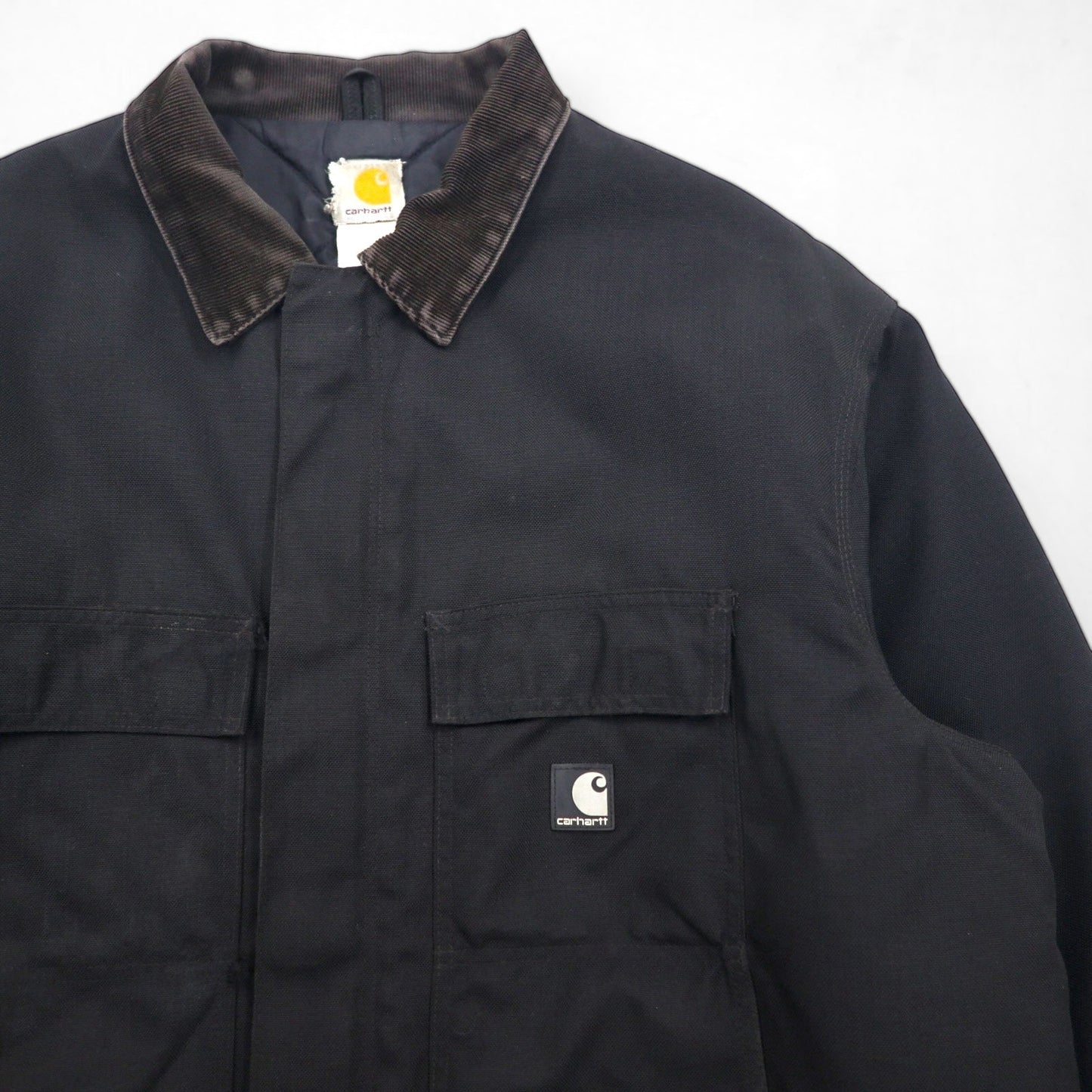 carhartt エクストリームスコート CORDURAナイロン カバーオール XL ブラック 中綿 EXTREAMS COAT ダブルジップ 襟コーデュロイ C55