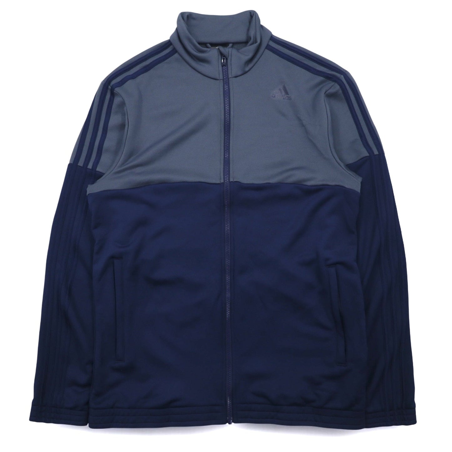 adidas Stand Collar Track Jacket, Size 2XL, Two-Tone Navy and Gray Polyester with 3-Stripes