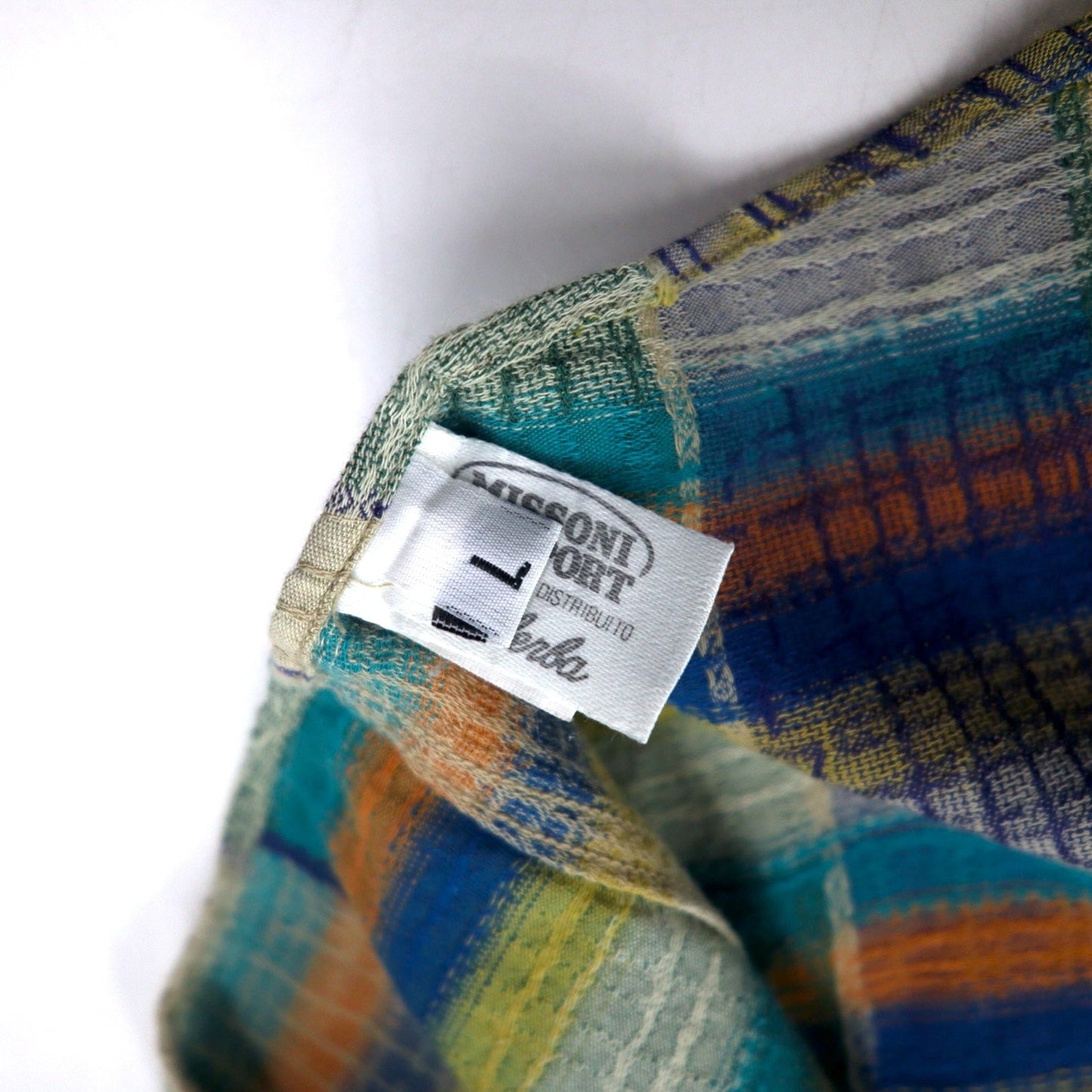 Missoni Sport 90s Button-Down Shirt, Green and Yellow Check, Cotton, Size L, Oversized