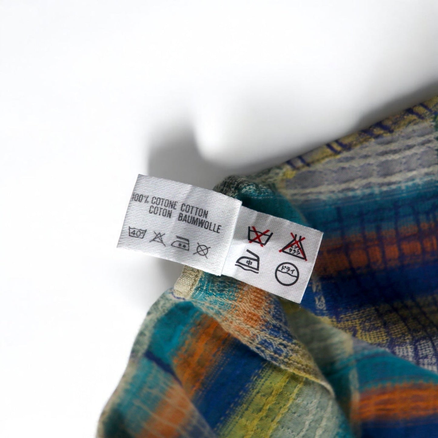 Missoni Sport 90s Button-Down Shirt, Green and Yellow Check, Cotton, Size L, Oversized