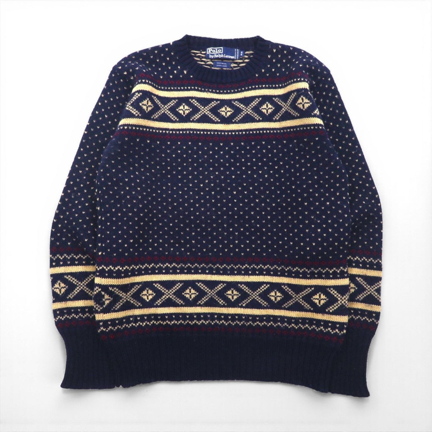 Polo Ralph Lauren 90年代 ノルディック ニット セーター M ネイビー ウール 羊毛 フェアアイル