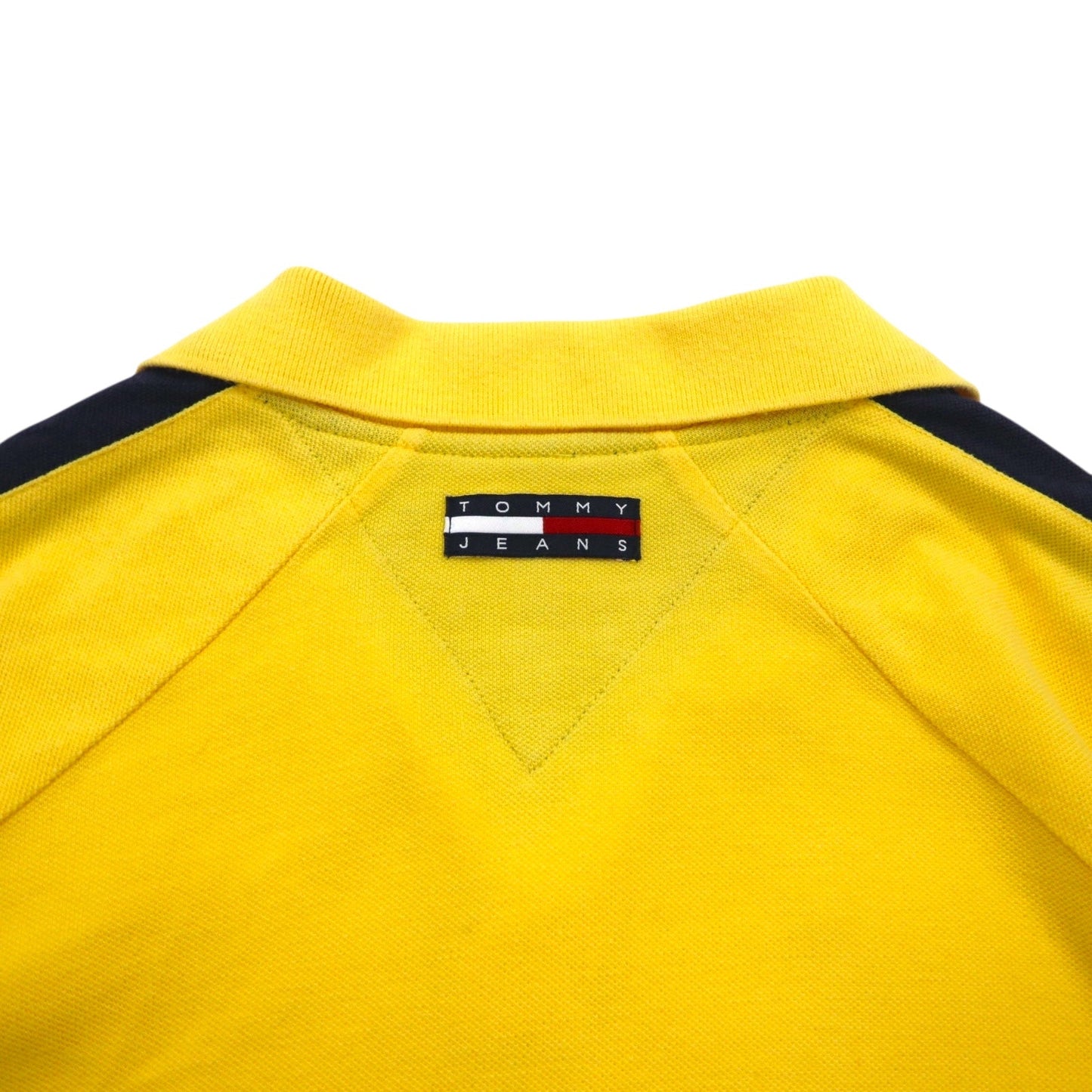 TOMMY JEANS 90年代 オープンカラー ポロシャツ L イエロー ワンポイントロゴ刺繍 パキスタン製