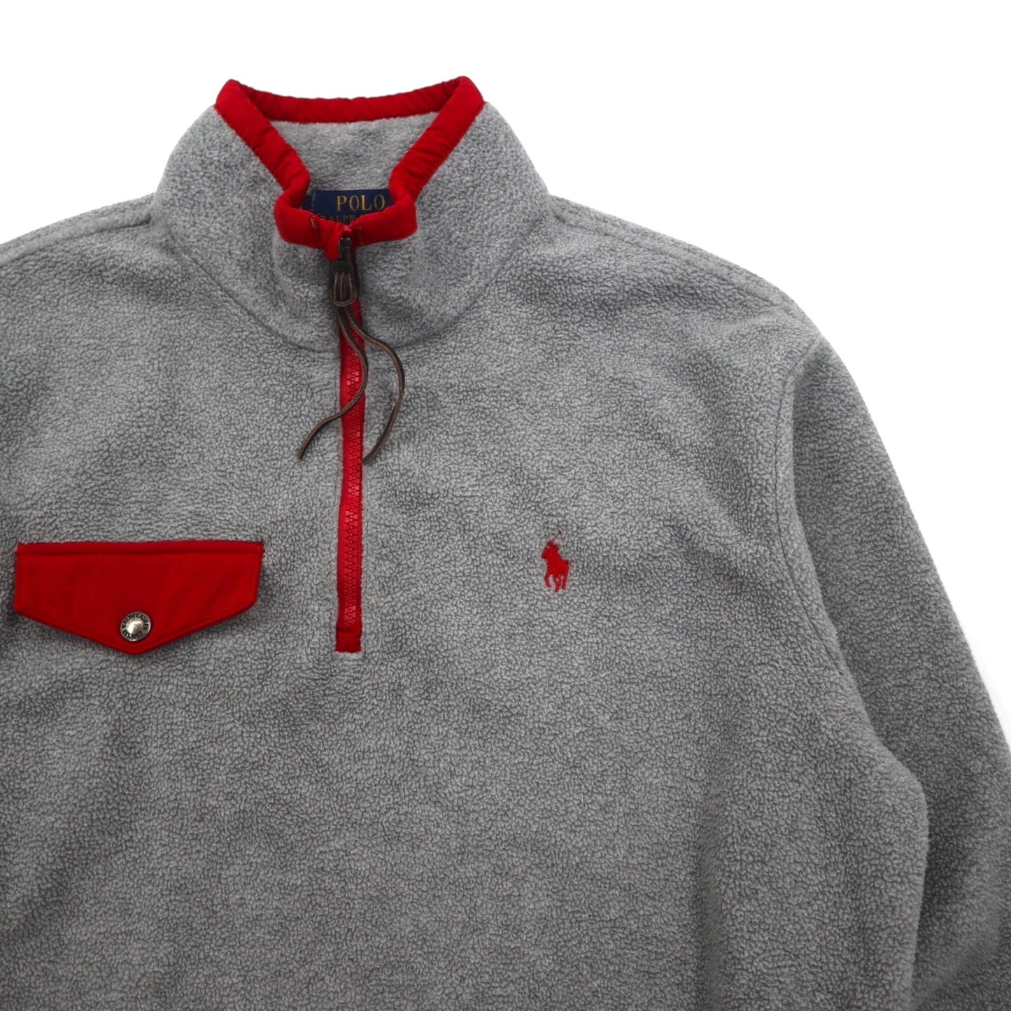 Polo Ralph Lauren ハーフジップ フリースジャケット M グレー 胸ポケット スモールポニー刺繡