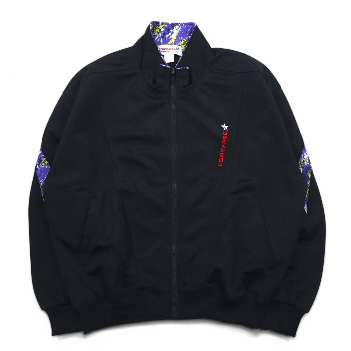 CONVERSE 90s Track Jacket, Size M, Black, Polyester, Logo Embroidery