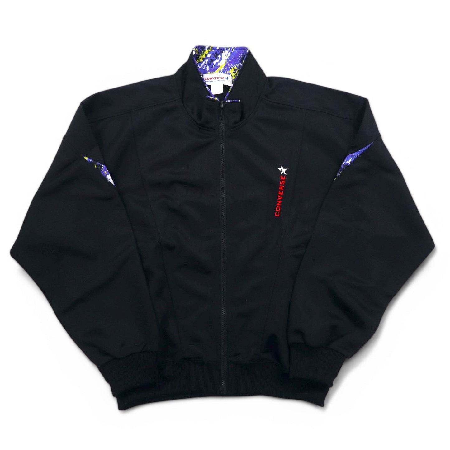 CONVERSE 90s Track Jacket, Size M, Black, Polyester, Logo Embroidery
