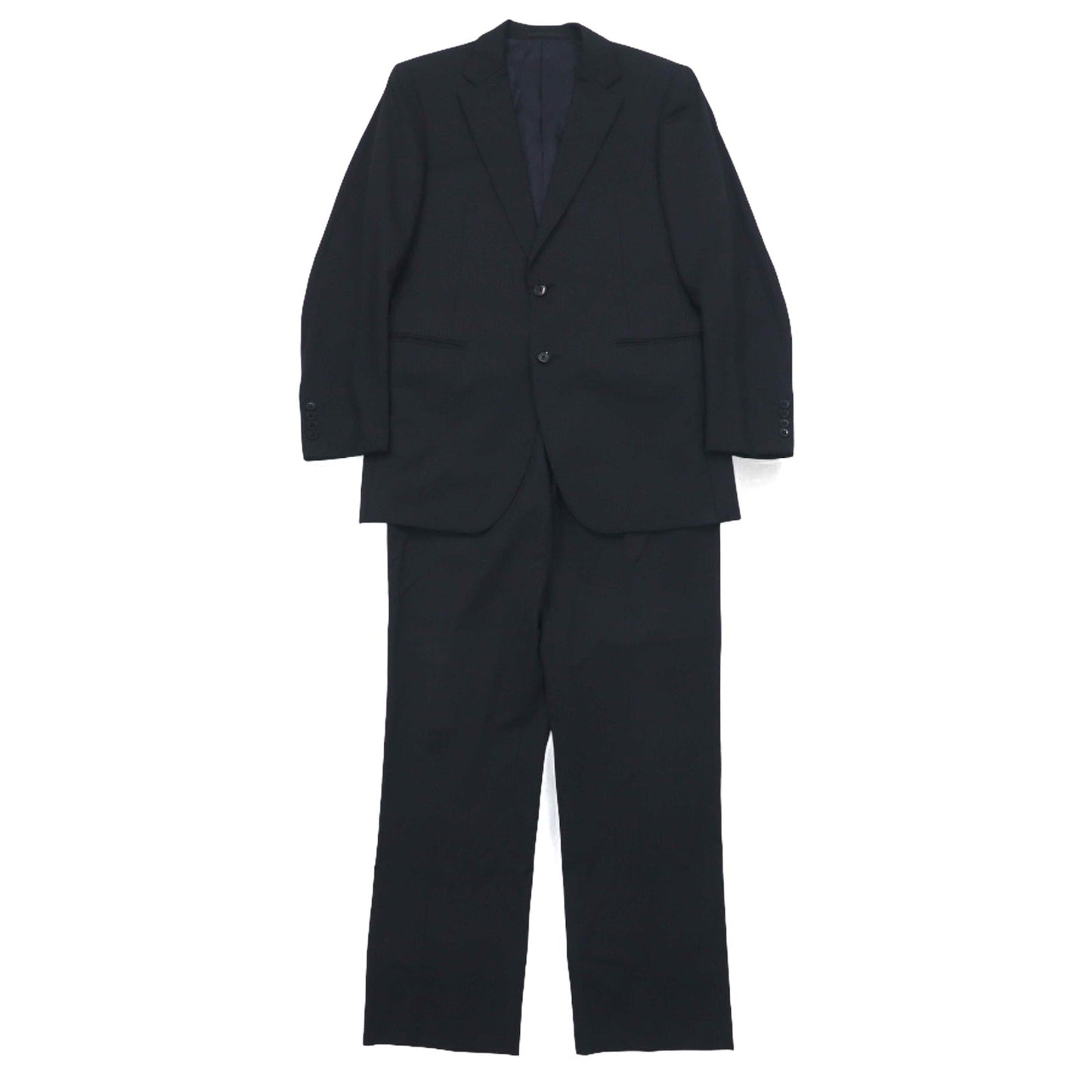 BURBERRY 2B Suit Set, Size L, Black Shadow Stripe Wool, Made in Japan