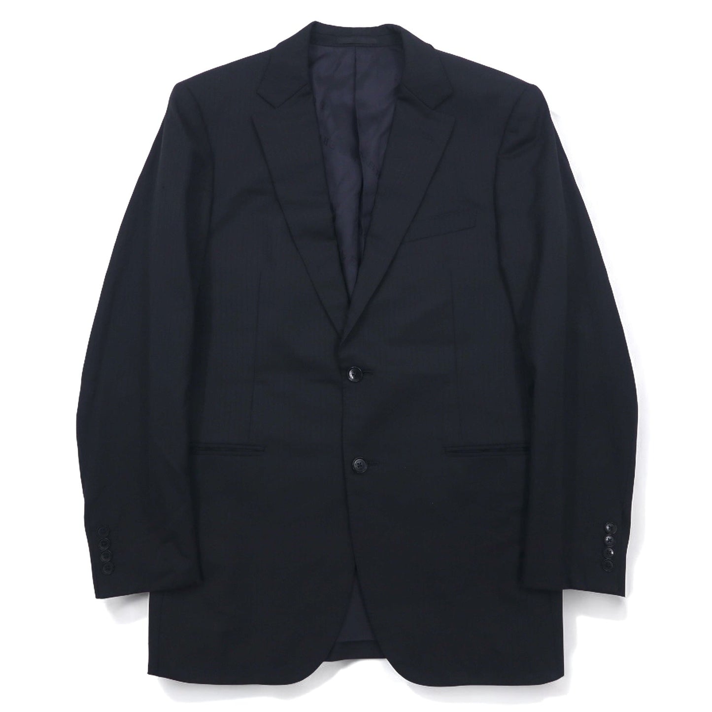 BURBERRY 2B Suit Set, Size L, Black Shadow Stripe Wool, Made in Japan