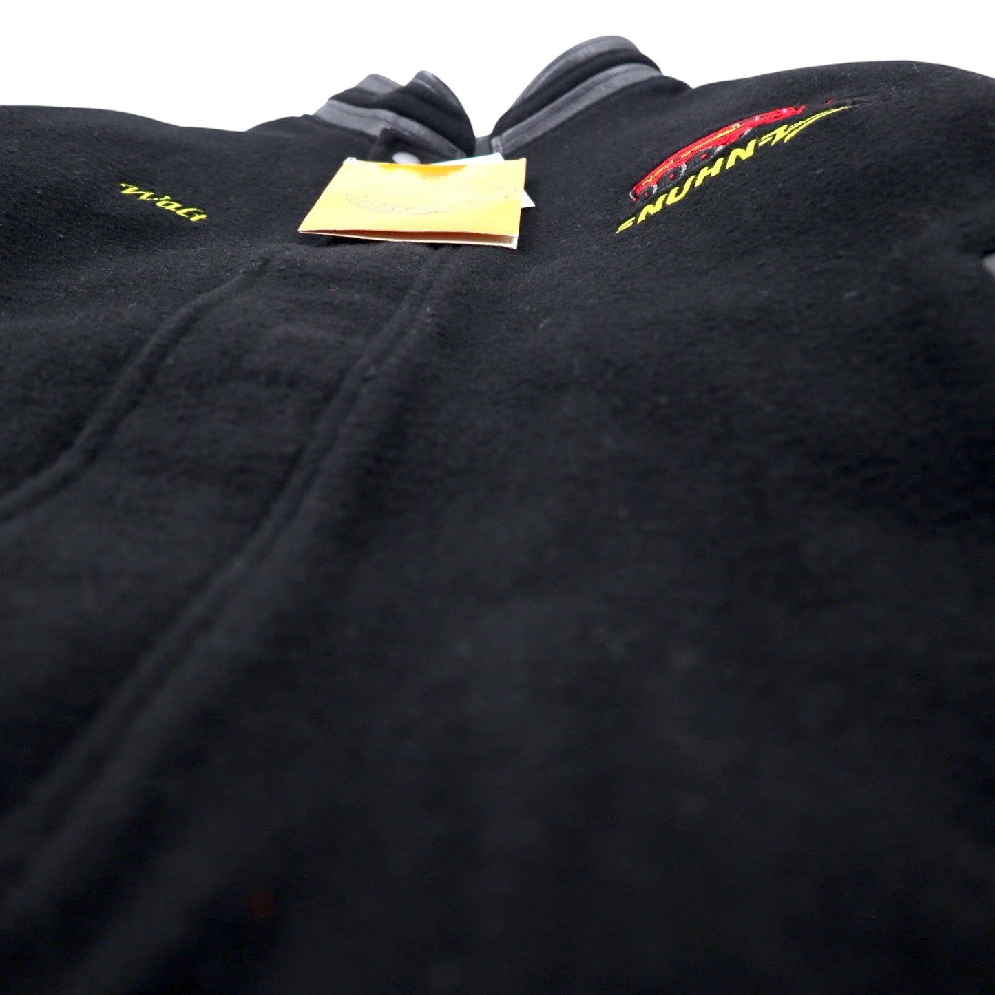 CANADA SPORTSWEAR Leather Sleeve Stadium Jacket, Size L, Black, Wool and Cowhide, NUHN Embroidery, Unused