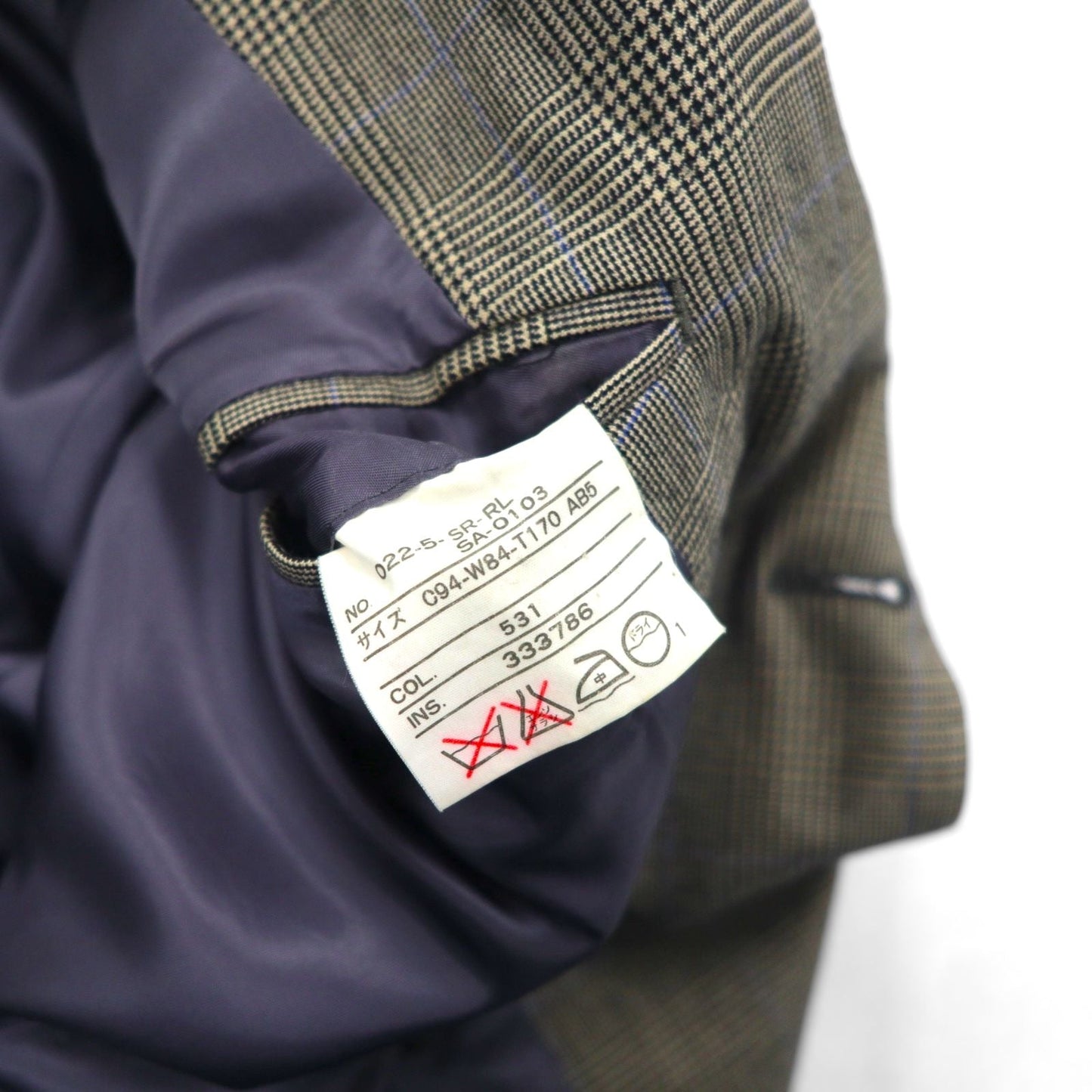 Polo Ralph Lauren 90年代 日本製 ピークドラペル ダブル テーラードジャケット M グレー ウール グレンチェック