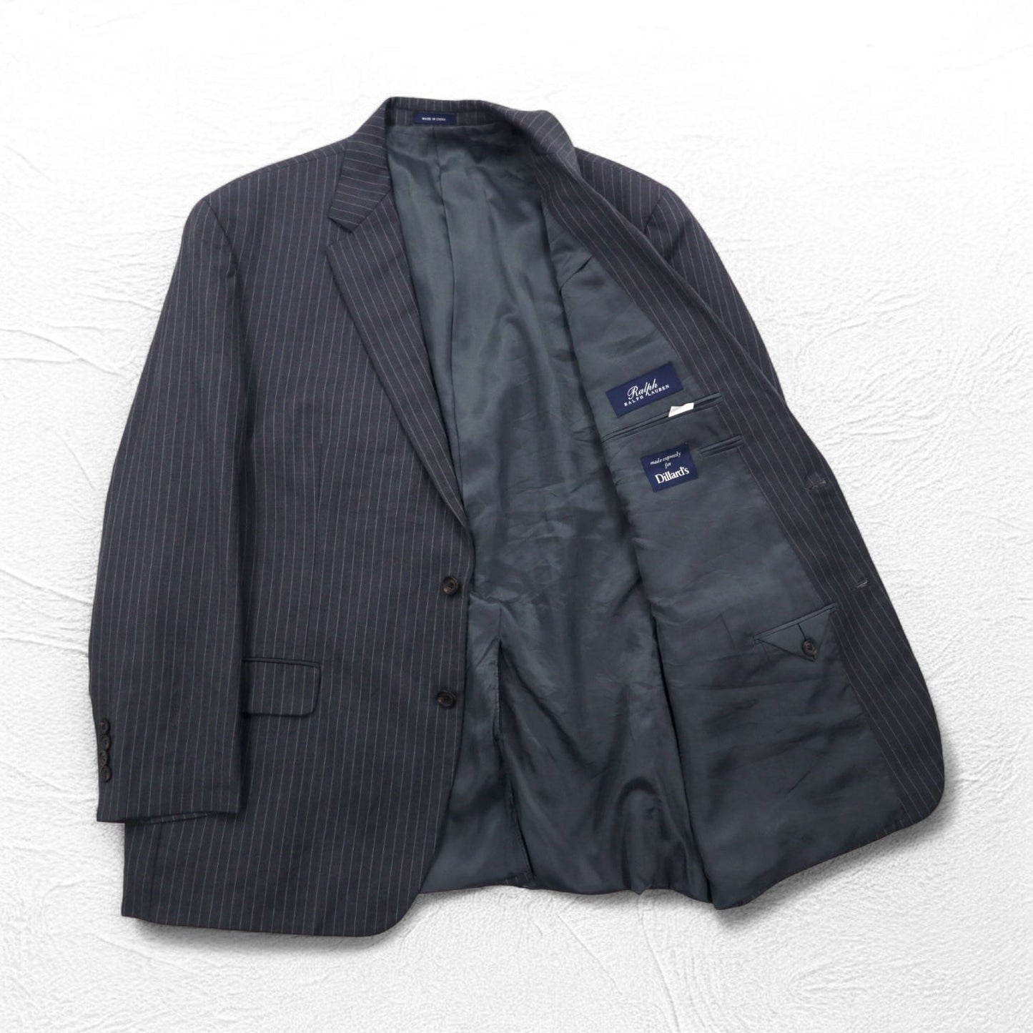 RALPH LAUREN 2B テーラードジャケット スーツ L グレー ストライプ ウール Dillard's 別注