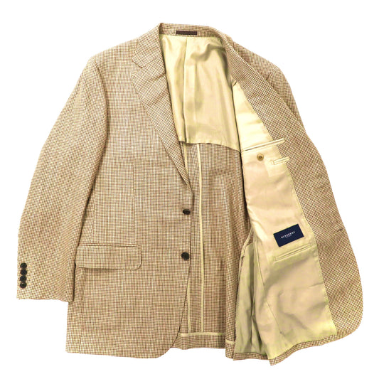 BURBERRY 2Bテーラードジャケット 180 AB7 ベージュ 千鳥格子 ウール シルク混 日本製