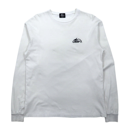 CAMP7 Long Sleeve T-Shirt, White, Logo Print, Cotton