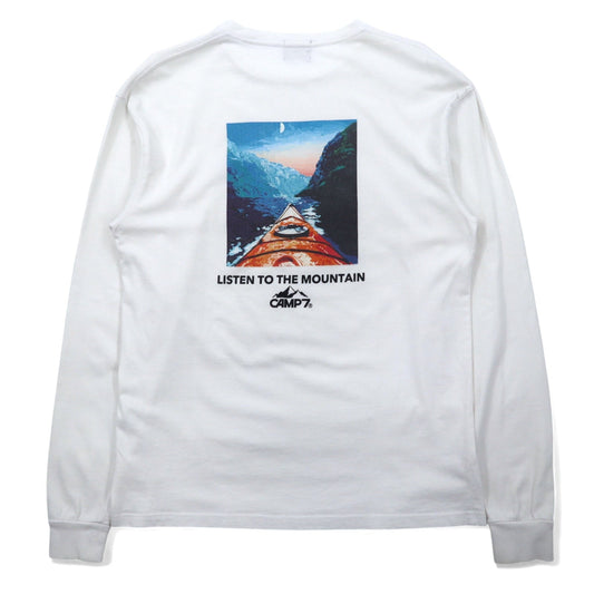 CAMP7 Long Sleeve T-Shirt, White, Logo Print, Cotton