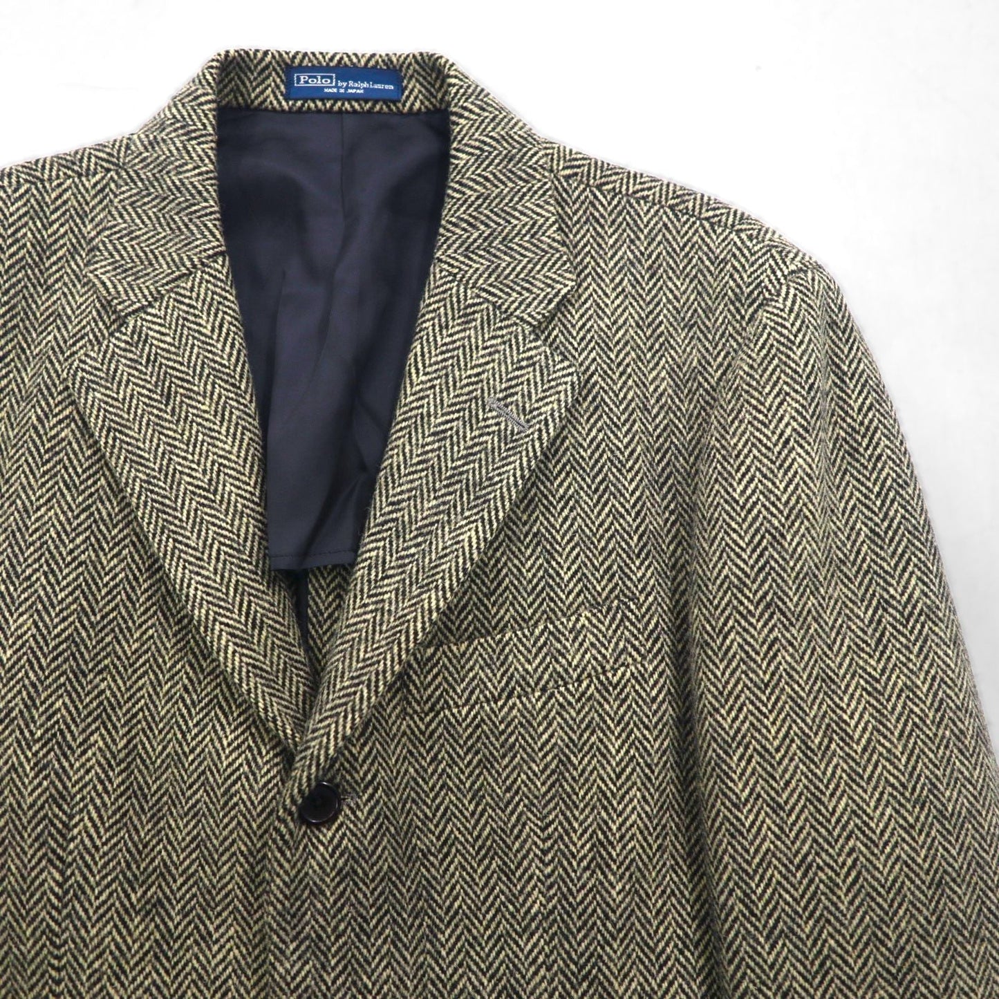 Polo Ralph Lauren 90年代 日本製 ヘリンボーン ツイード 3B テーラードジャケット M グレー ウール