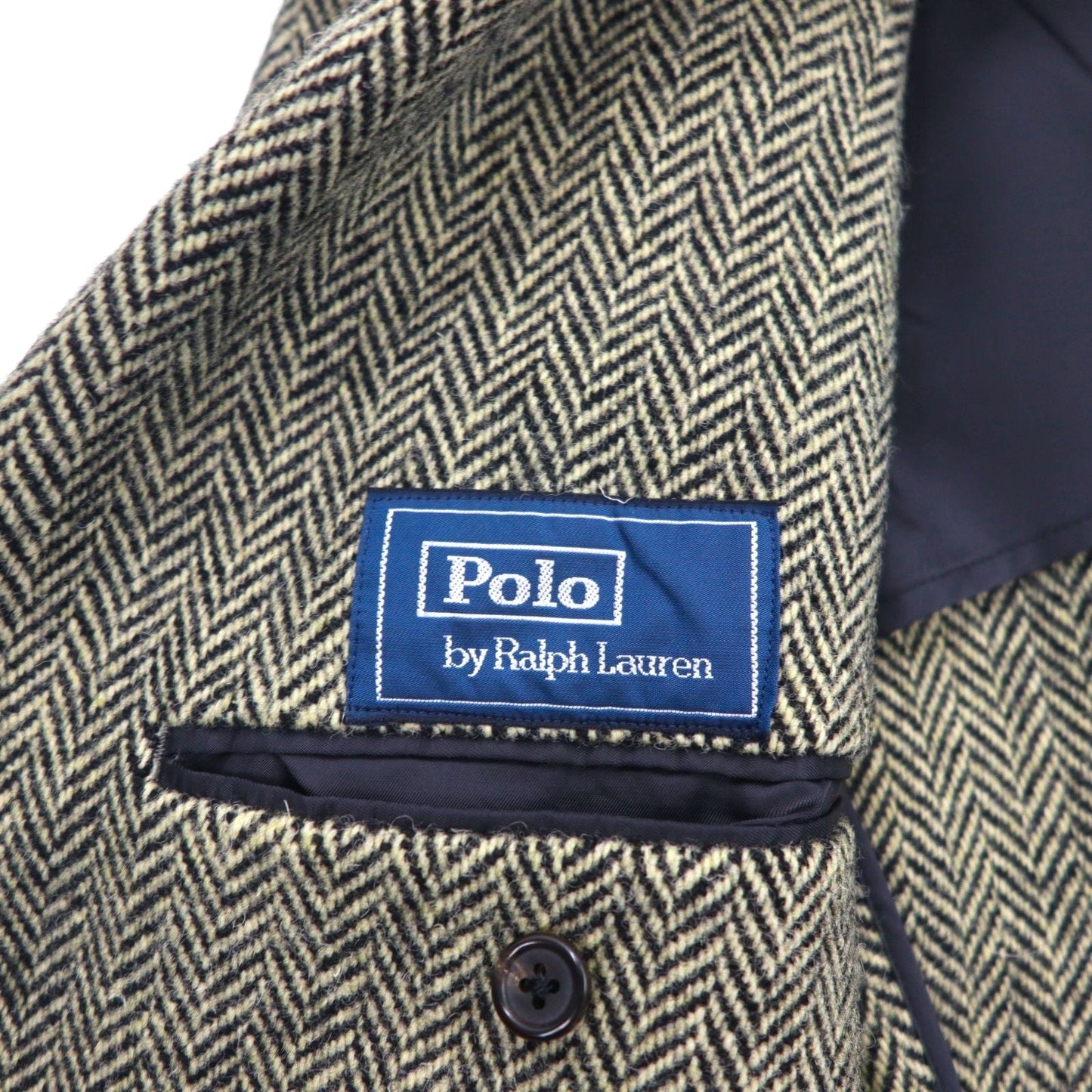 Polo Ralph Lauren 90年代 日本製 ヘリンボーン ツイード 3B テーラードジャケット M グレー ウール