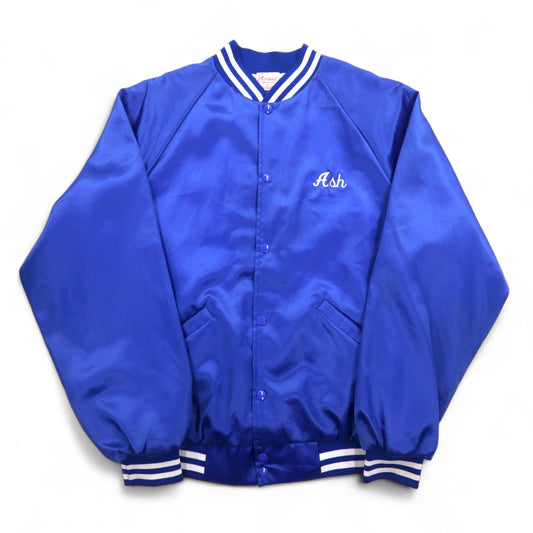 Cardinal 90s USA Made Stadium Jacket, Size L, Blue Nylon, NEW ROCHELLE Baseball Back Print