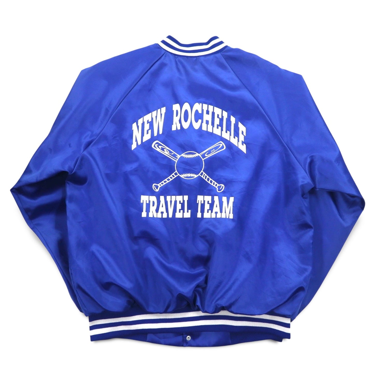 Cardinal 90年代 USA製 スタジャン L ブルー ナイロン NEW ROCHELLE ベースボール バックプリント