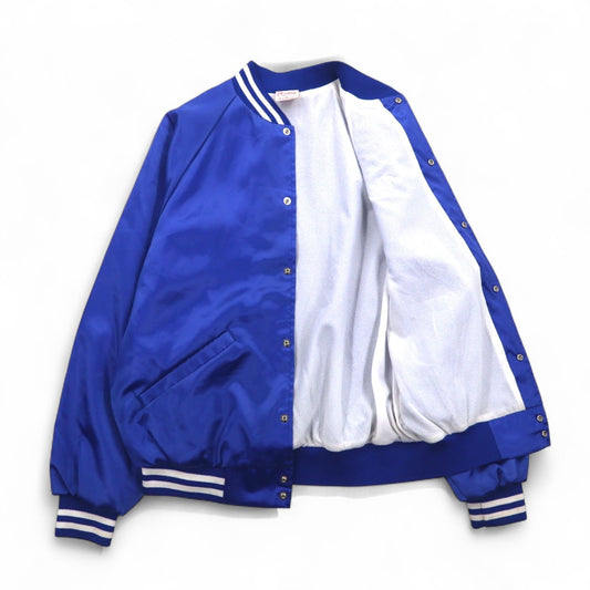 Cardinal 90s USA Made Stadium Jacket, Size L, Blue Nylon, NEW ROCHELLE Baseball Back Print